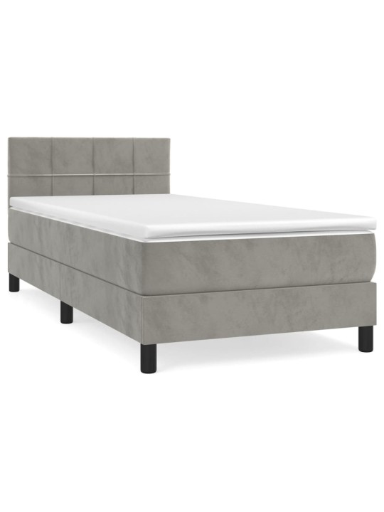 Box spring postel s matrací světle šedá 90x200 cm samet