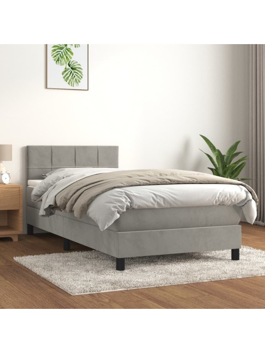 Box spring postel s matrací světle šedá 90x200 cm samet