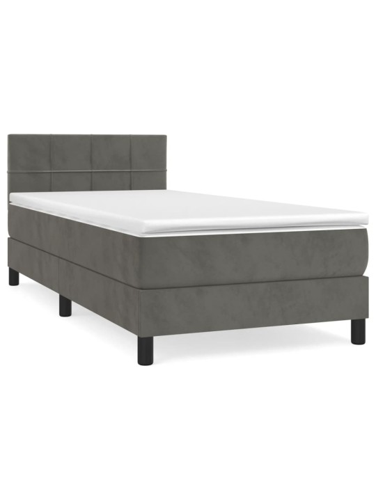 Box spring postel s matrací tmavě šedá 90x200 cm samet