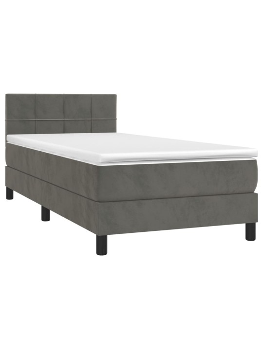 Box spring postel s matrací tmavě šedá 90x200 cm samet