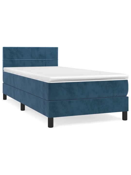 Box spring postel s matrací tmavě modrá 100x200 cm samet