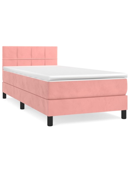 Box spring postel s matrací růžová 100x200 cm samet