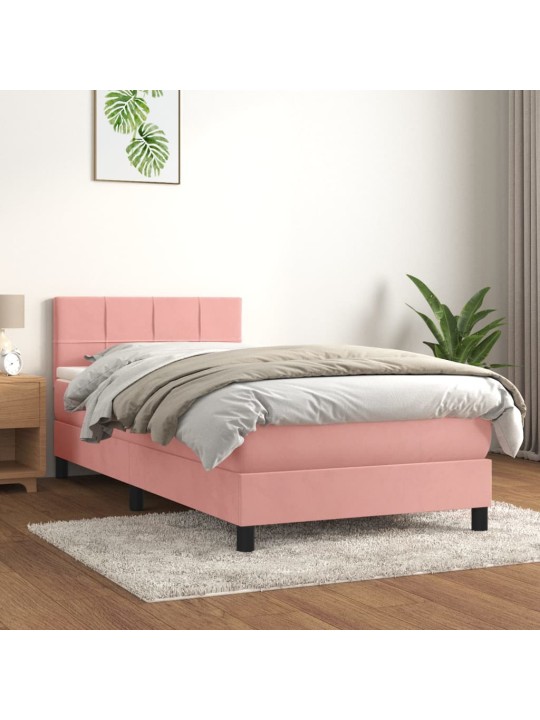 Box spring postel s matrací růžová 100x200 cm samet