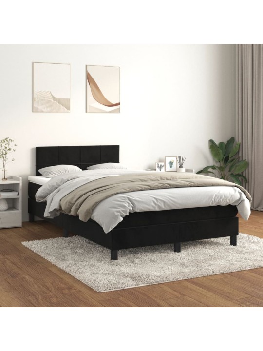 Box spring postel s matrací černá 120 x 200 cm samet