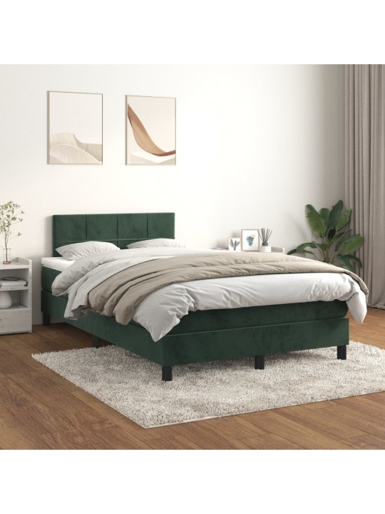 Box spring postel s matrací tmavě zelená 120 x 200 cm samet