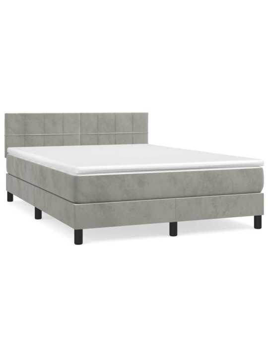 Box spring postel s matrací světle šedá 140x190 cm samet