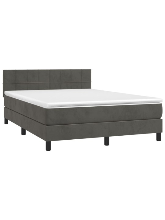 Box spring postel s matrací tmavě šedý 140 x 190 cm samet