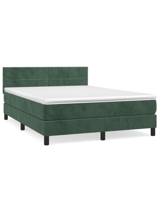 Box spring postel s matrací tmavě zelená 140x190 cm samet