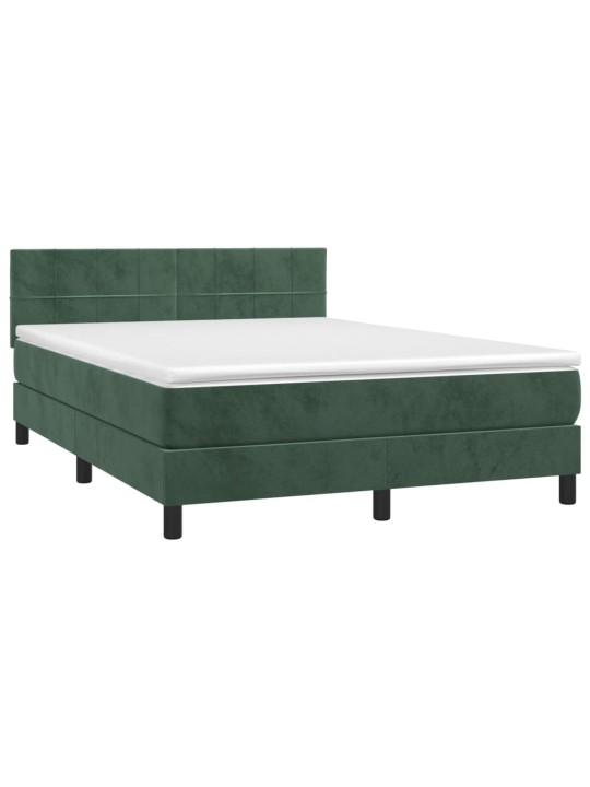 Box spring postel s matrací tmavě zelená 140x190 cm samet