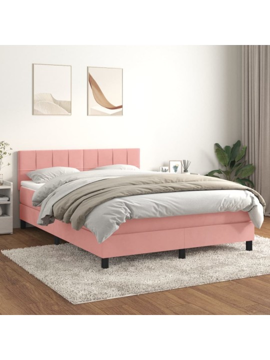 Box spring postel s matrací růžová 140x200 cm samet