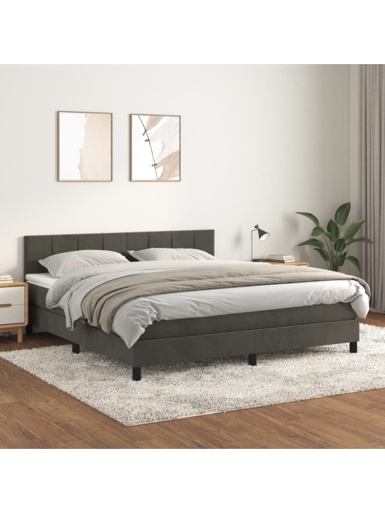 Box spring postel s matrací tmavě šedá 160x200 cm samet