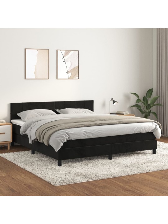Box spring postel s matrací černá 160x200 cm samet