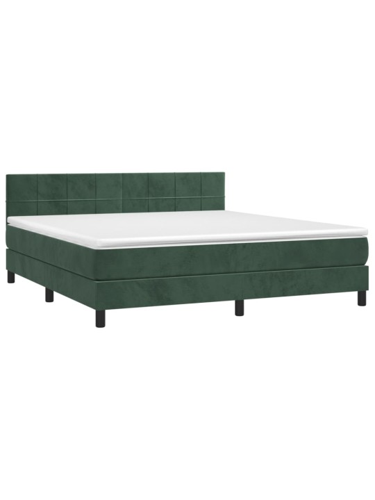 Box spring postel s matrací tmavě zelená 180x200 cm samet