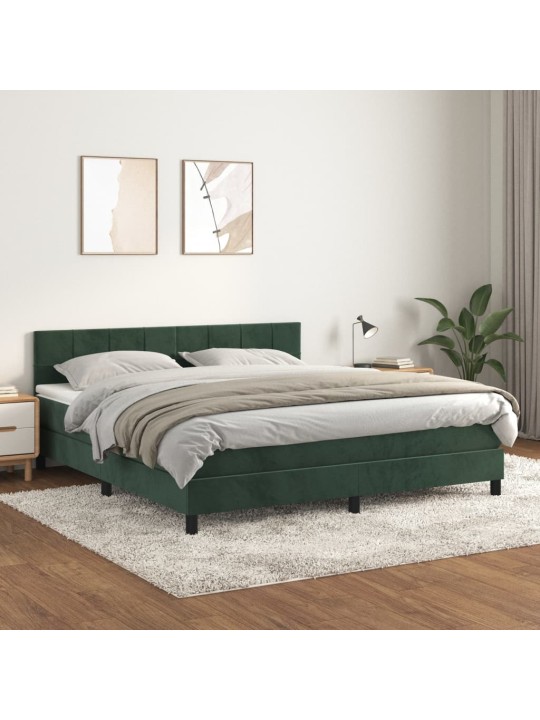 Box spring postel s matrací tmavě zelená 180x200 cm samet
