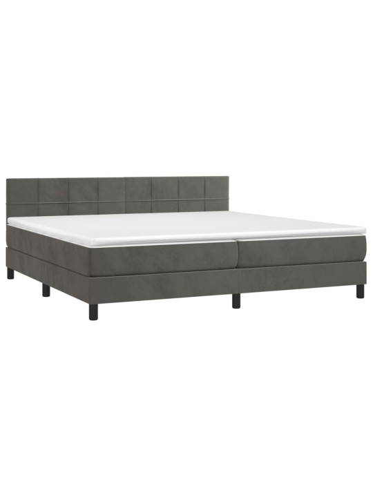 Box spring postel s matrací tmavě šedá 200x200 cm samet