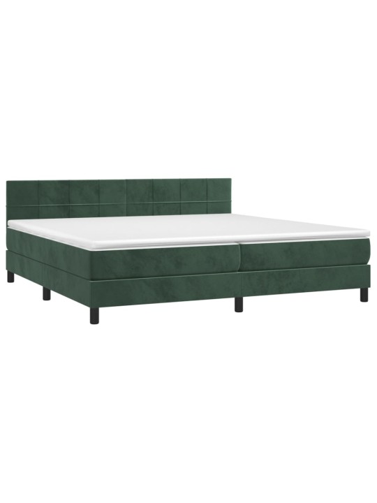 Box spring postel s matrací tmavě zelená 200x200 cm samet
