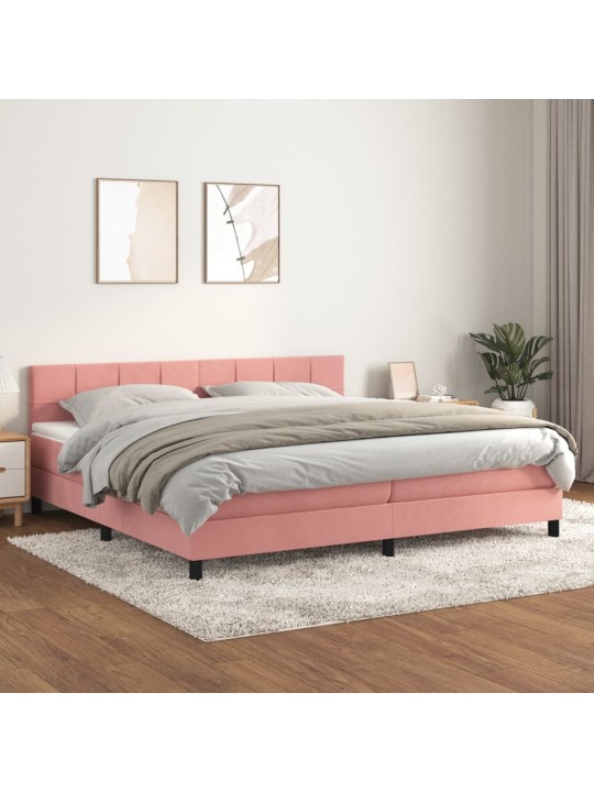 Box spring postel s matrací růžová 200x200 cm samet