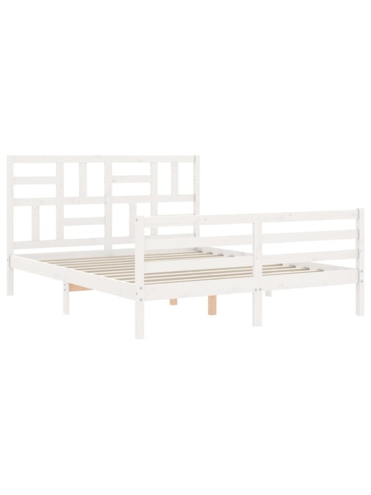 Rám postele s čelem bílý King Size masivní dřevo