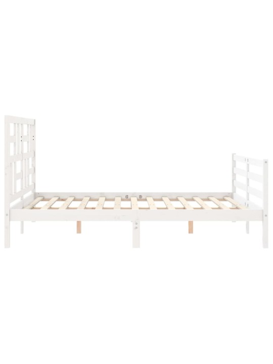 Rám postele s čelem bílý King Size masivní dřevo