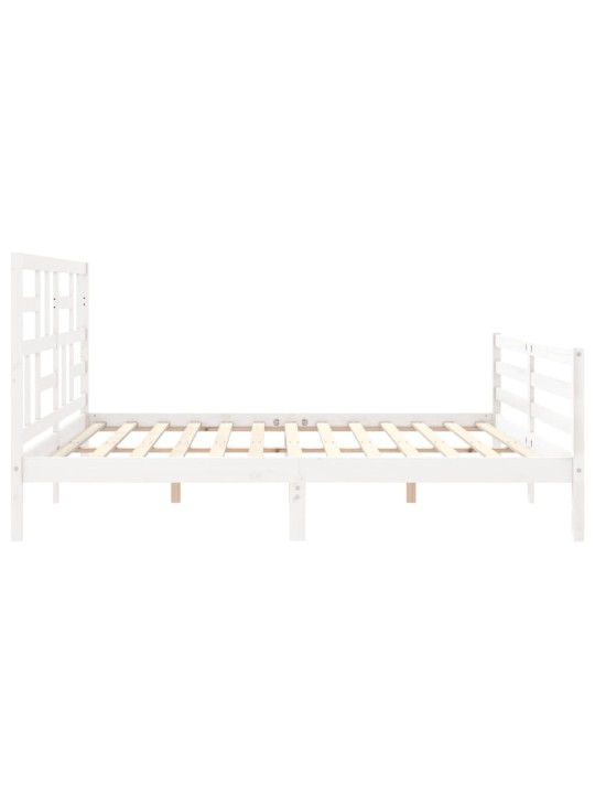 Rám postele s čelem bílý 200 x 200 cm masivní dřevo