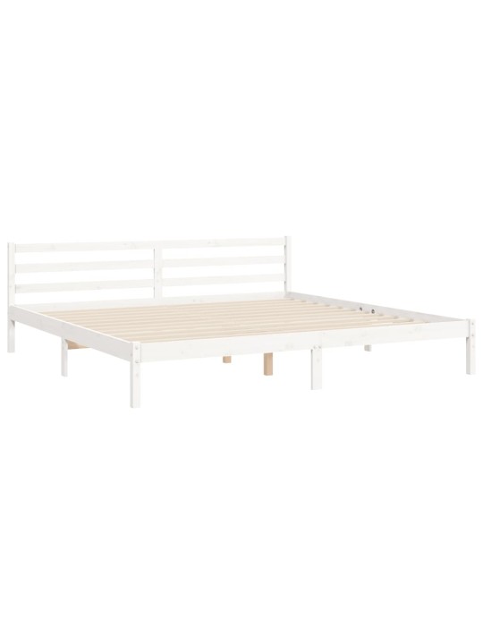 Rám postele s čelem bílý 200 x 200 cm masivní dřevo