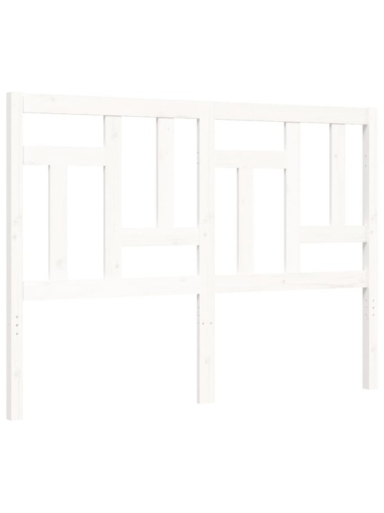 Rám postele s čelem bílý 140 x 190 cm masivní dřevo