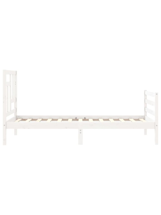 Rám postele s čelem bílý 90 x 200 cm masivní dřevo