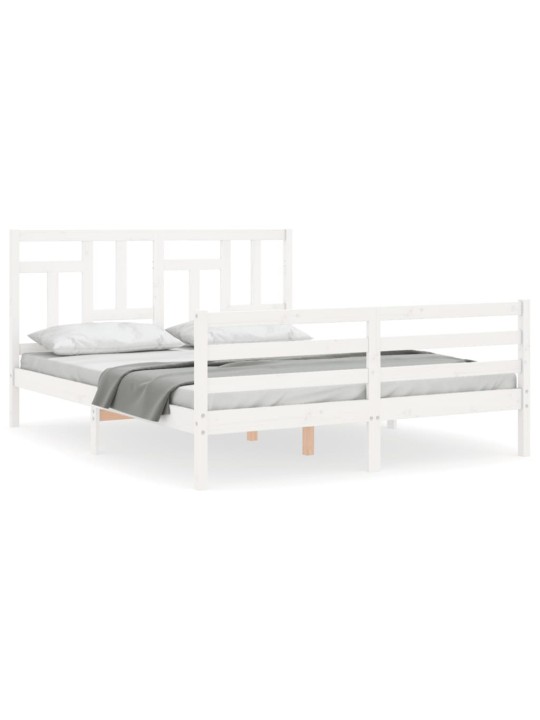 Rám postele s čelem bílý King Size masivní dřevo