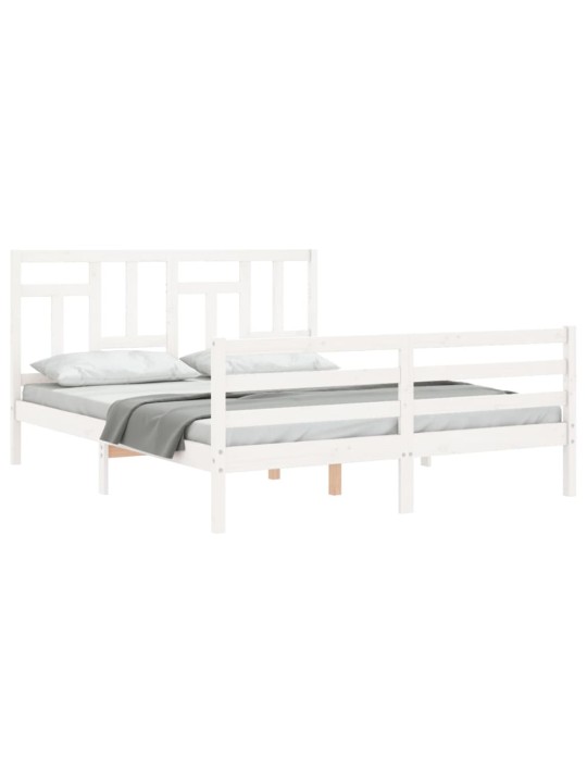 Rám postele s čelem bílý King Size masivní dřevo