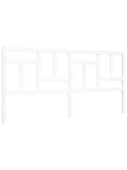 Rám postele s čelem bílý 200 x 200 cm masivní dřevo