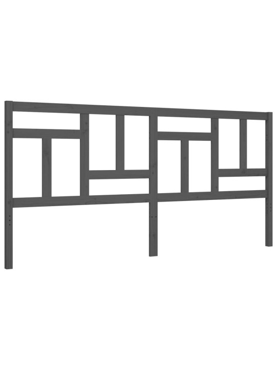 Rám postele s čelem šedý 200 x 200 cm masivní dřevo