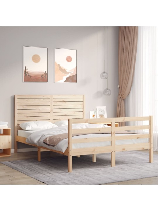 Rám postele s čelem 140 x 190 cm masivní dřevo