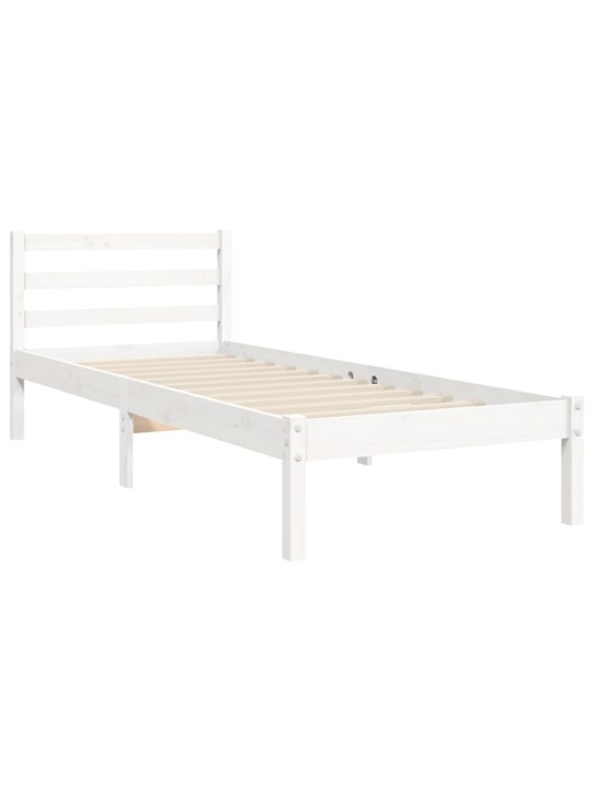 Rám postele s čelem bílý 90 x 200 cm masivní dřevo