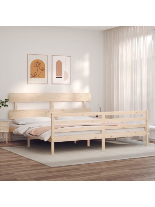 Rám postele s čelem Super King Size masivní dřevo