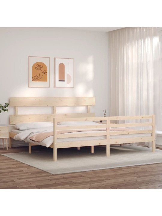 Rám postele s čelem 200 x 200 cm masivní dřevo