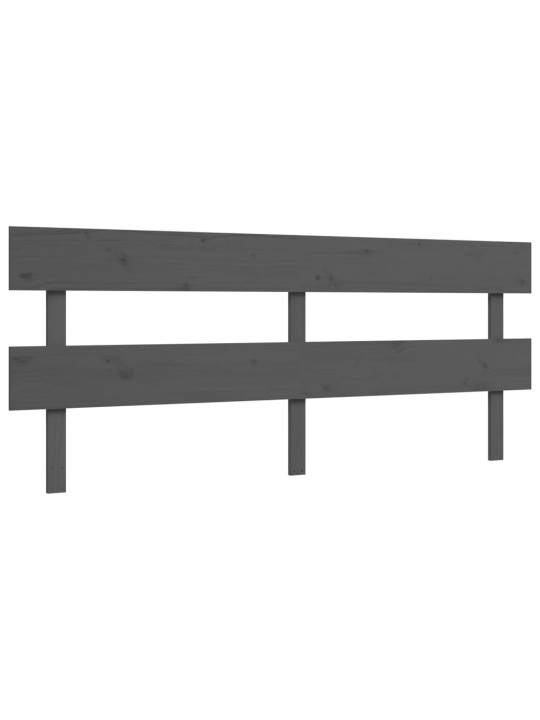 Rám postele s čelem šedý 200 x 200 cm masivní dřevo