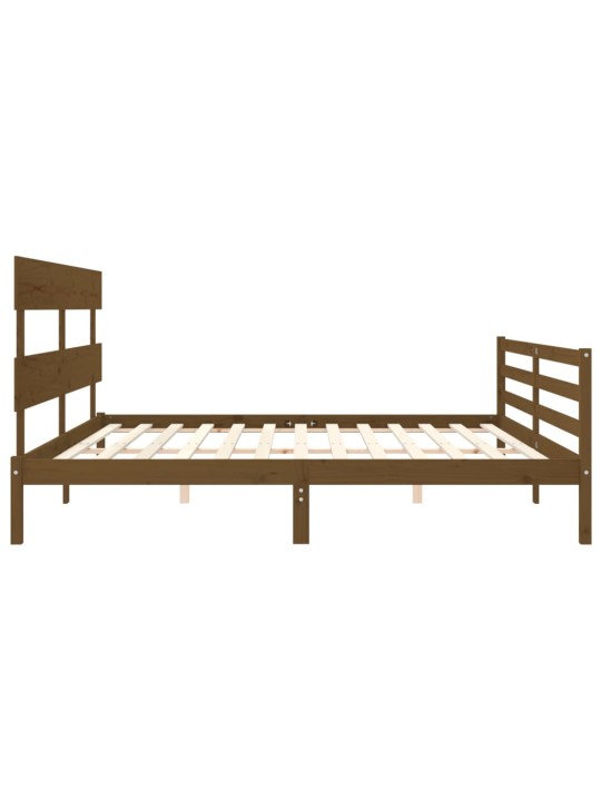Rám postele s čelem medově hnědý 200 x 200 cm masivní dřevo