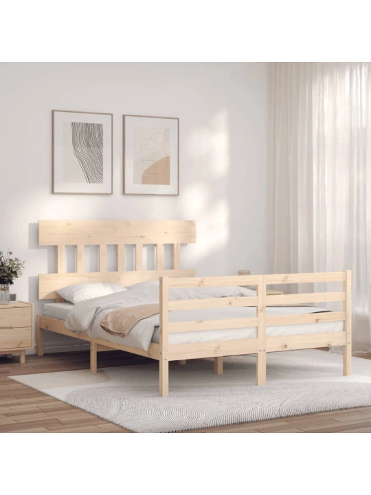 Rám postele s čelem 120 x 200 cm masivní dřevo