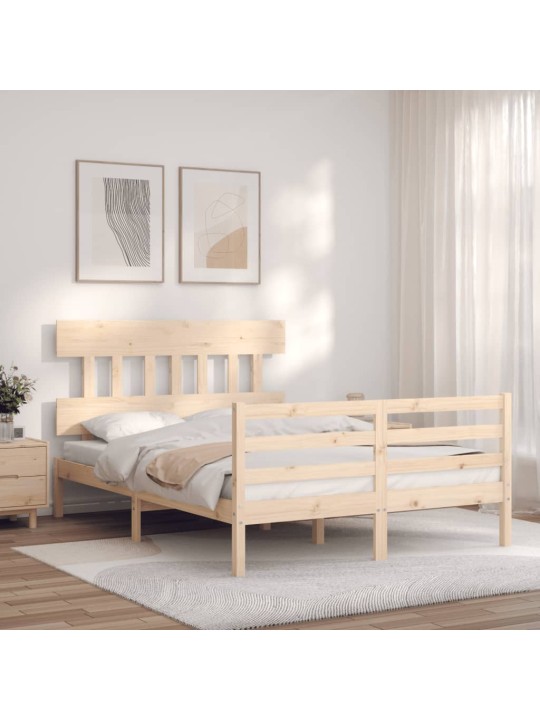 Rám postele s čelem 140 x 200 cm masivní dřevo