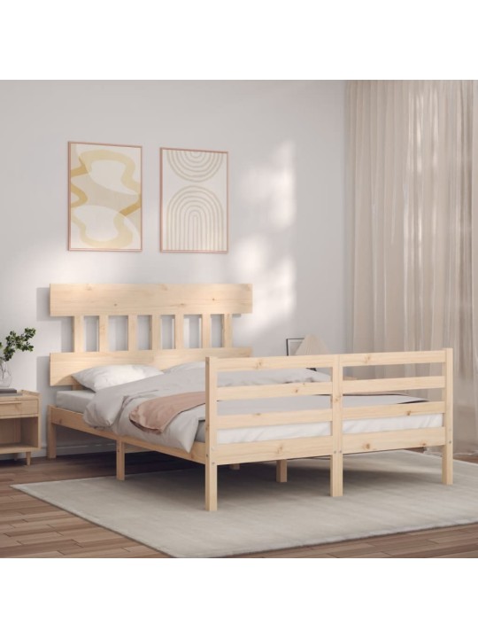 Rám postele s čelem 140 x 200 cm masivní dřevo