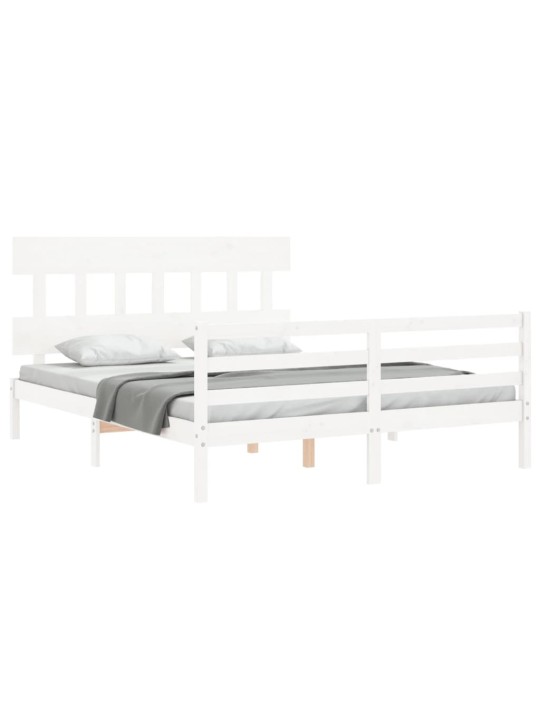 Rám postele s čelem bílý King Size masivní dřevo