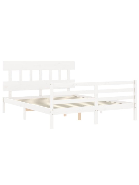 Rám postele s čelem bílý King Size masivní dřevo