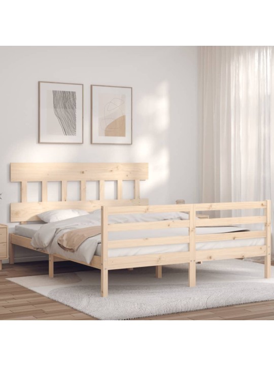 Rám postele s čelem 160 x 200 cm masivní dřevo