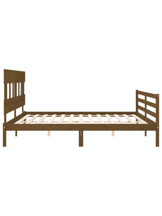 Rám postele s čelem medově hnědý 200 x 200 cm masivní dřevo