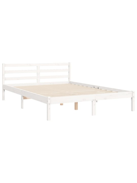 Rám postele s čelem bílý 140 x 190 cm masivní dřevo