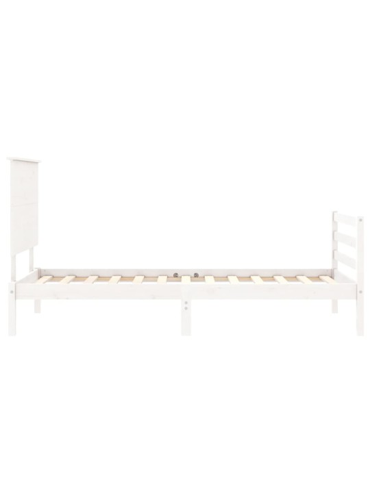 Rám postele s čelem bílý 90 x 200 cm masivní dřevo