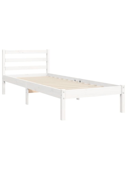 Rám postele s čelem bílý 90 x 200 cm masivní dřevo