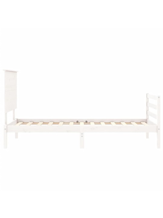 Rám postele s čelem bílý 100 x 200 cm masivní dřevo