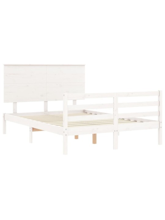 Rám postele s čelem bílý 120 x 200 cm masivní dřevo