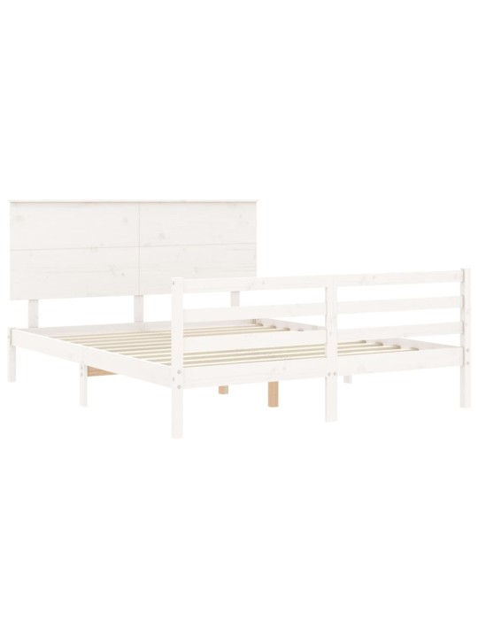 Rám postele s čelem bílý King Size masivní dřevo